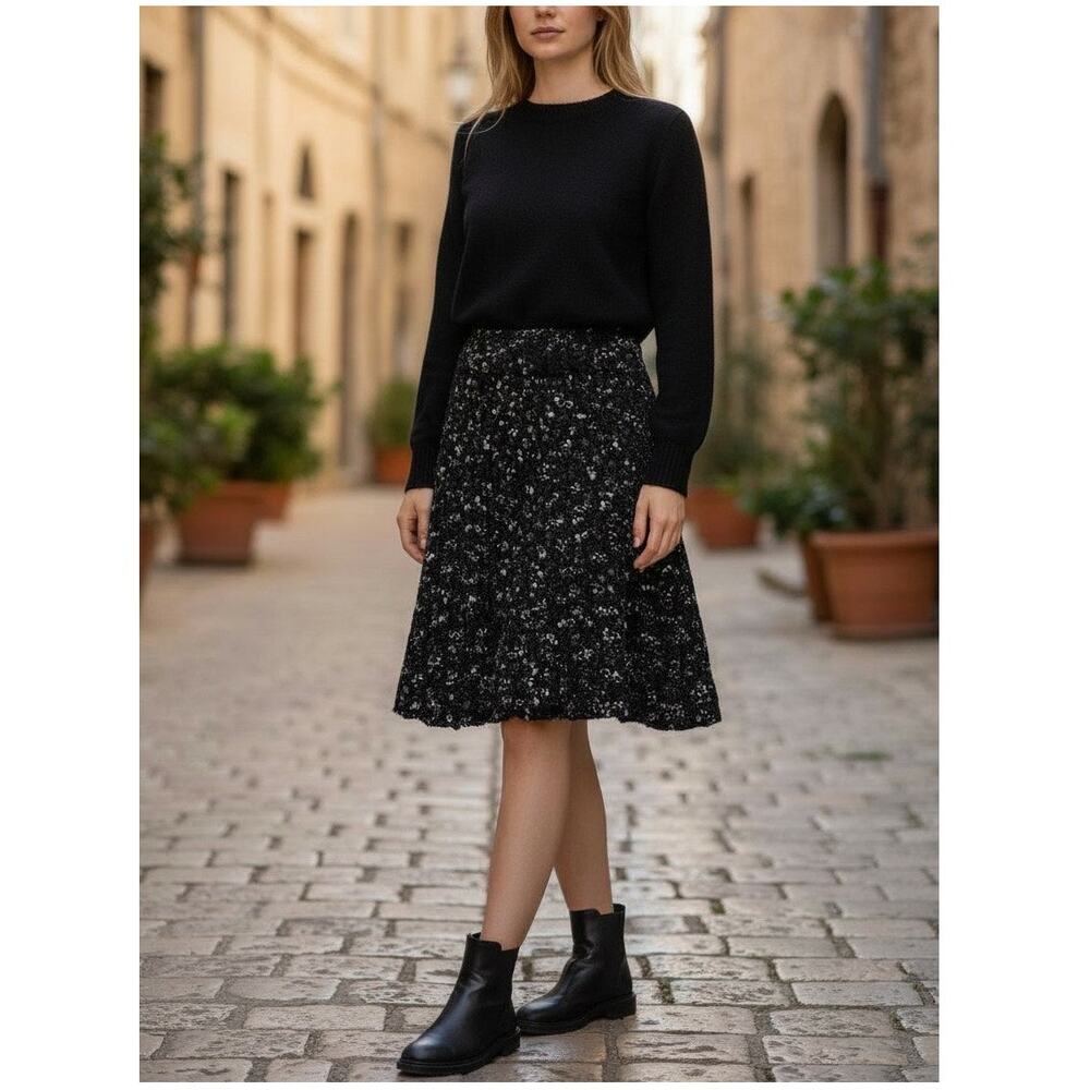 Kenar Boucle Knit Skirt Large Wool Alpaca Mohair Blend Winter Academia Preppy